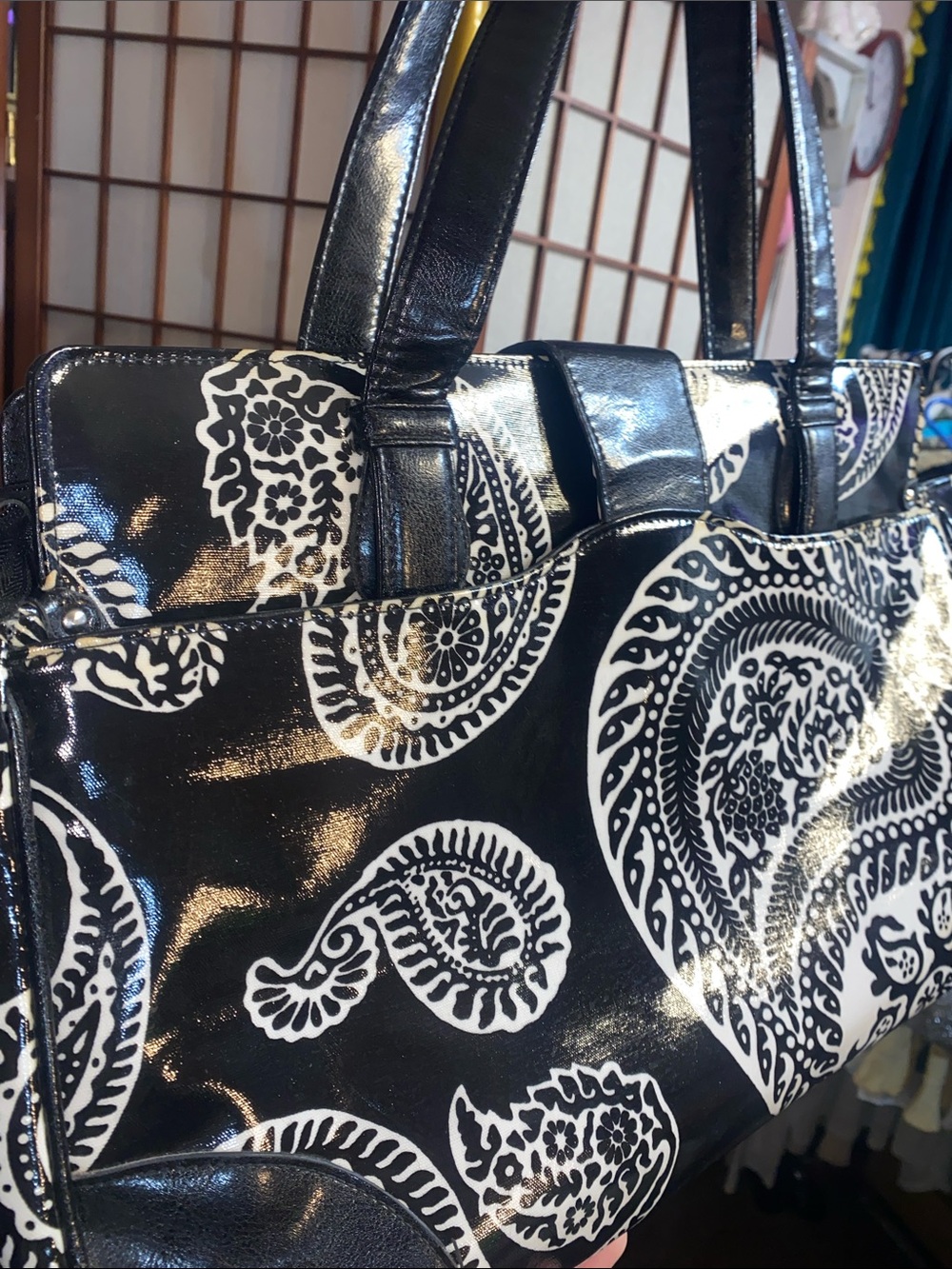 Gigi Hill Latched Water Resistant Tote Purse with Striped Interior - Picture 13 of 17